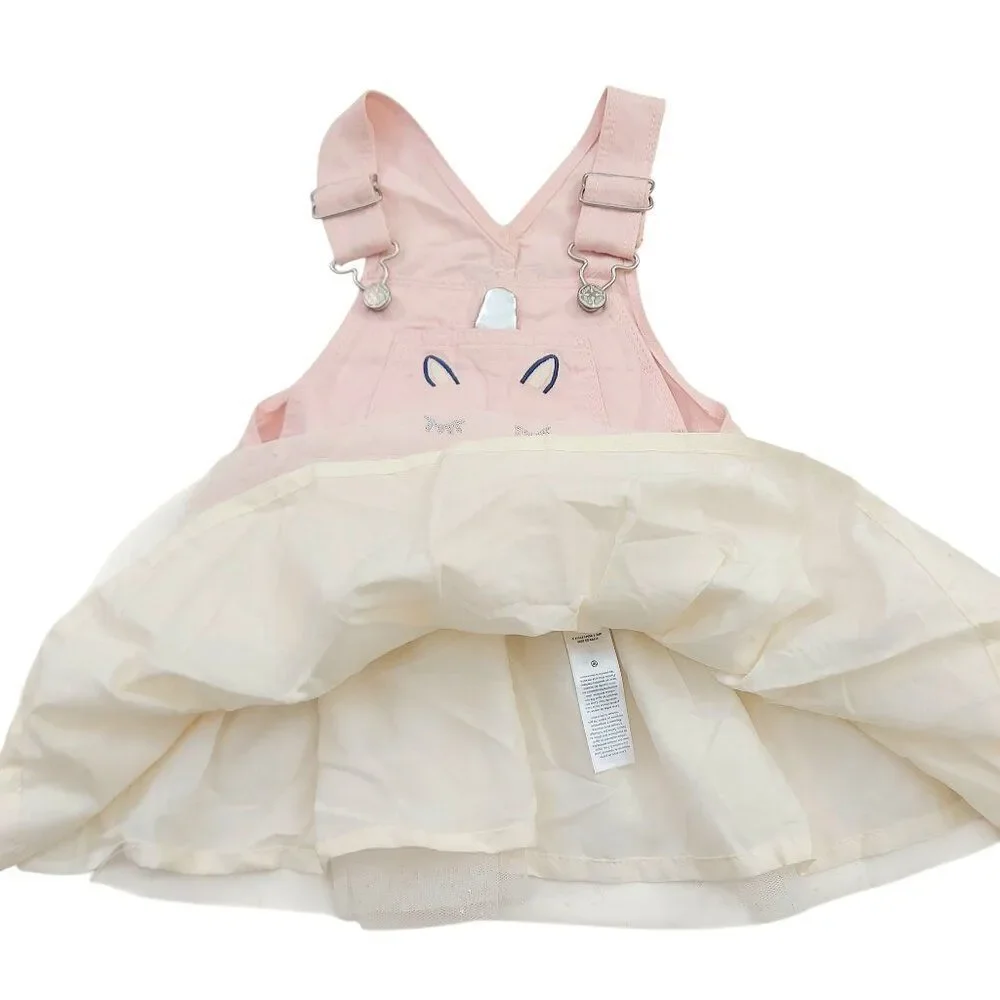 Oshkosh B'gosh Dress Baby 18 Months Pink Cream 100% Cotton Lined Tulle Unicorn